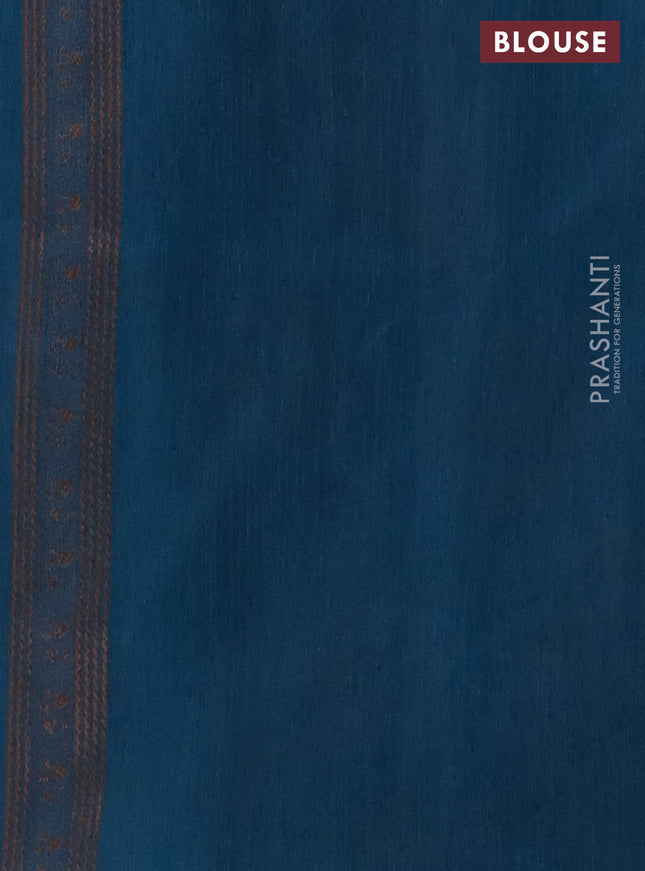 Banarasi semi matka saree peacock blue with allover thread woven leaf butta weaves in borderless style