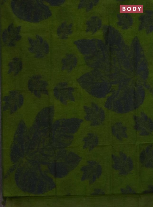 Banarasi semi matka saree light green with allover thread woven leaf butta weaves in borderless style