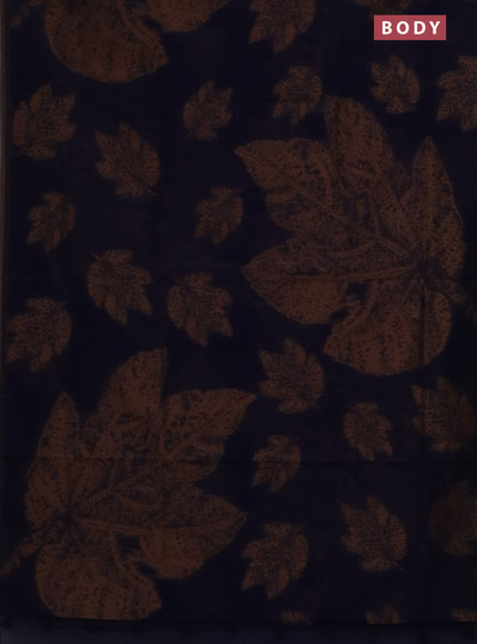 Banarasi semi matka saree navy blue with allover thread woven leaf butta weaves in borderless style