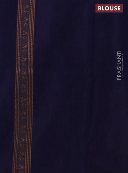 Banarasi semi matka saree navy blue with allover thread woven leaf butta weaves in borderless style