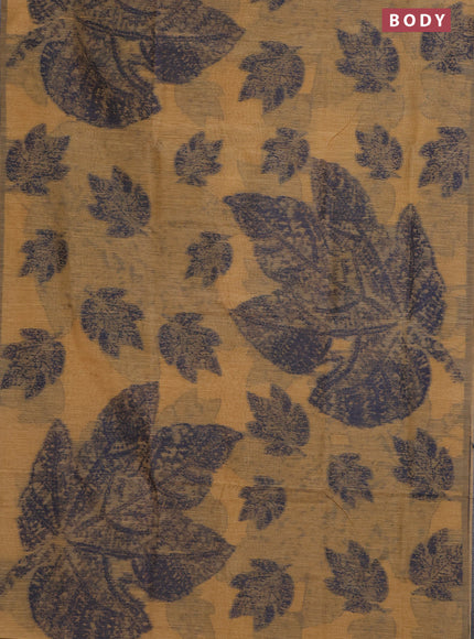 Banarasi semi matka saree sandal with allover thread woven leaf butta weaves in borderless style