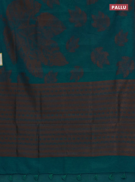 Banarasi semi matka saree cs blue with allover thread woven leaf butta weaves in borderless style