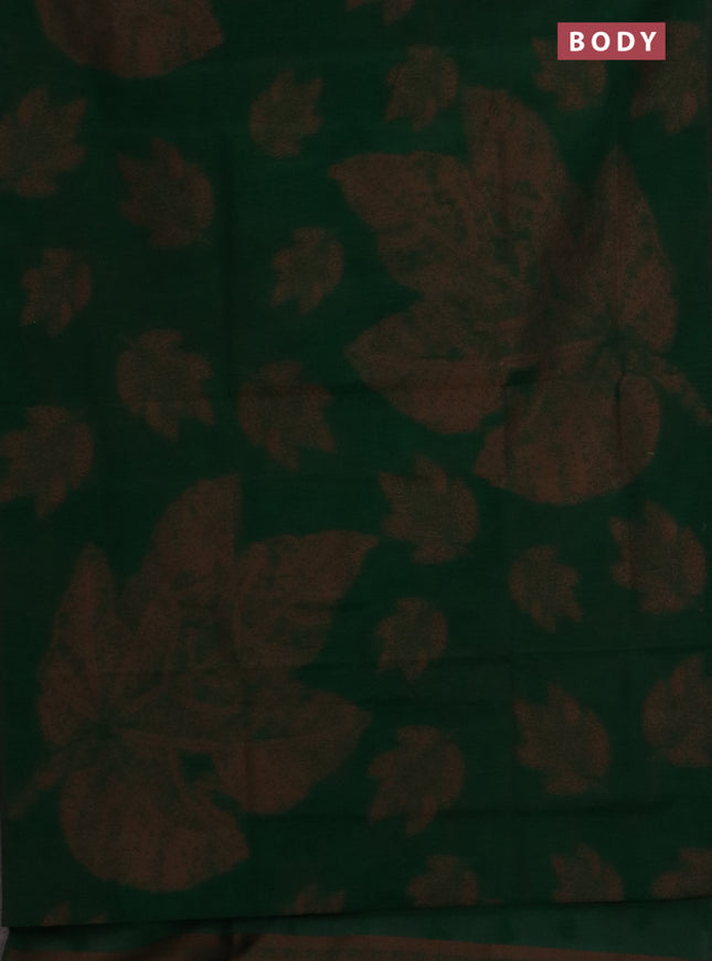 Banarasi semi matka saree green with allover thread woven leaf butta weaves in borderless style