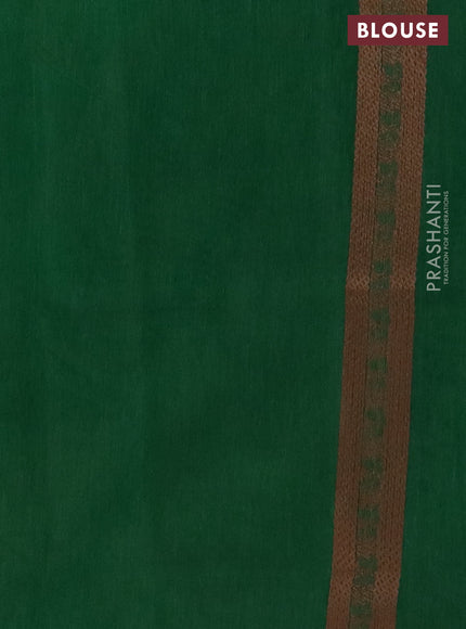 Banarasi semi matka saree green with allover thread woven leaf butta weaves in borderless style