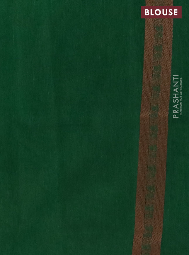 Banarasi semi matka saree green with allover thread woven leaf butta weaves in borderless style