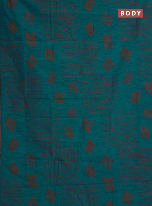 Banarasi semi matka saree teal blue with allover thread weaves and thread woven border