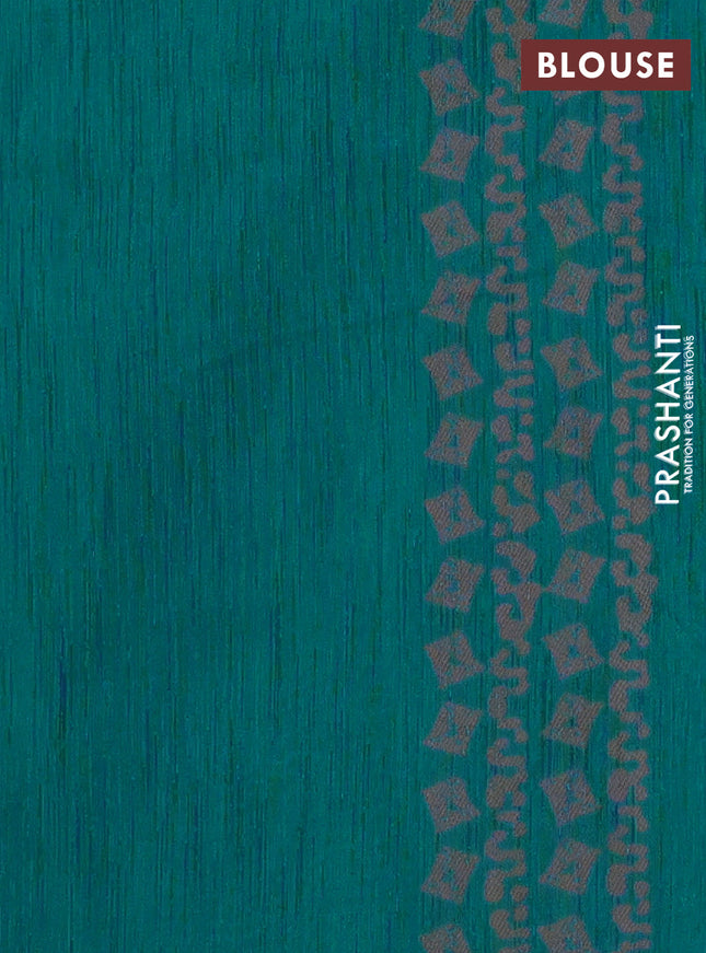 Banarasi semi matka saree teal blue with allover thread weaves and thread woven border