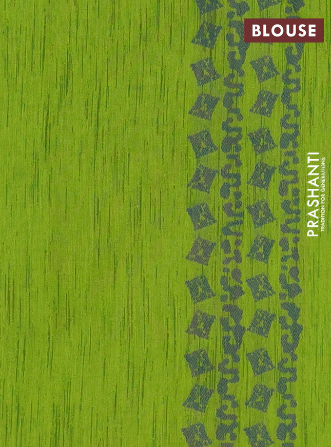 Banarasi semi matka saree light green with allover thread weaves and thread woven border