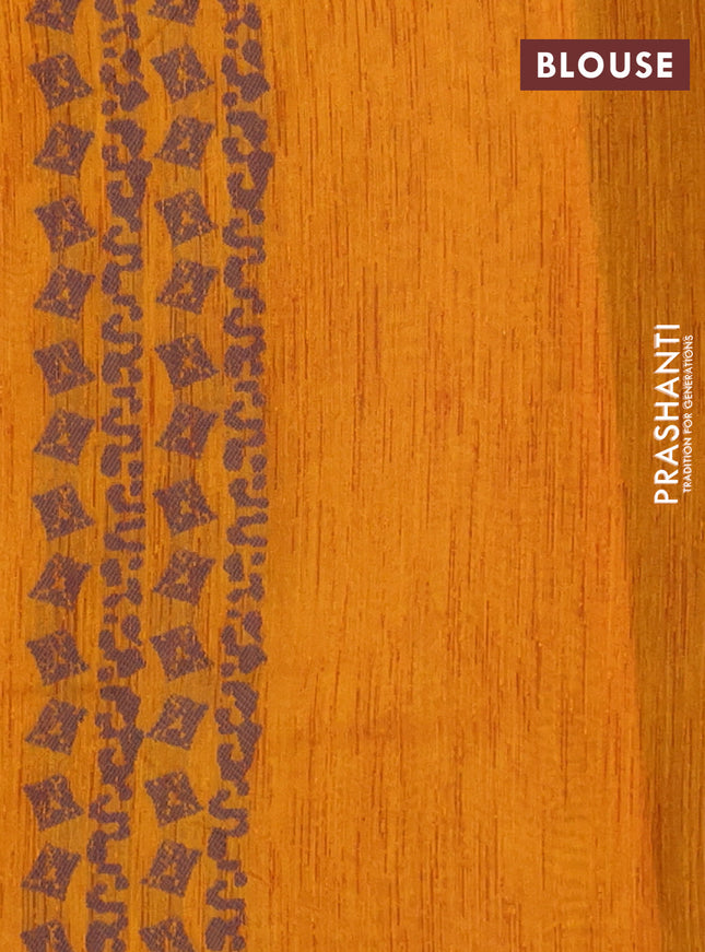 Banarasi semi matka saree dark mustard with allover thread weaves and thread woven border