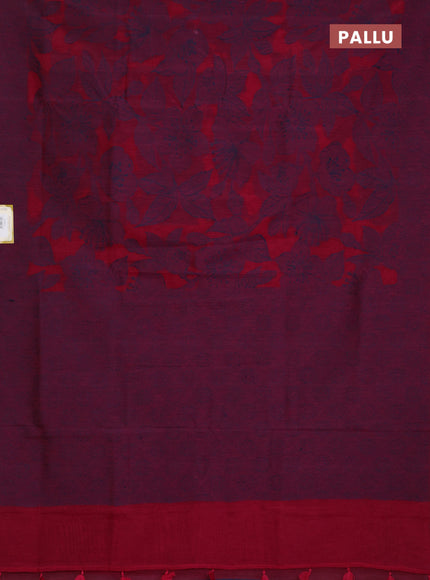 Banarasi semi matka saree maroon with allover thread floral weaves and thread woven border