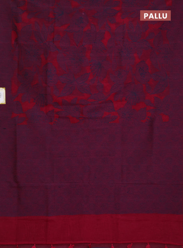 Banarasi semi matka saree maroon with allover thread floral weaves and thread woven border