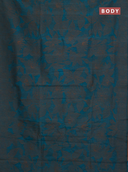 Banarasi semi matka saree teal blue shade with allover thread floral weaves and thread woven border