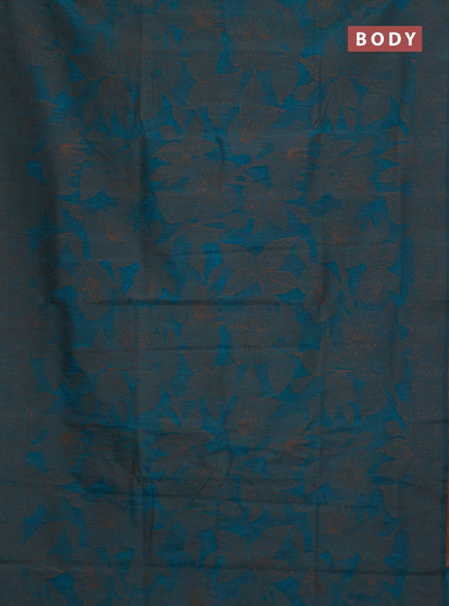Banarasi semi matka saree teal blue shade with allover thread floral weaves and thread woven border