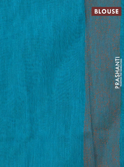 Banarasi semi matka saree teal blue shade with allover thread floral weaves and thread woven border