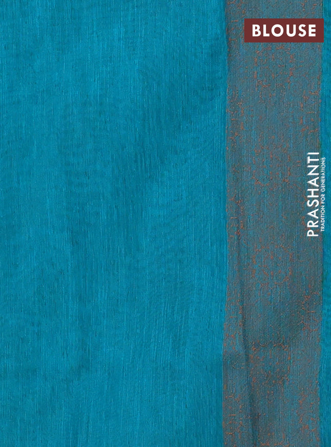 Banarasi semi matka saree teal blue shade with allover thread floral weaves and thread woven border