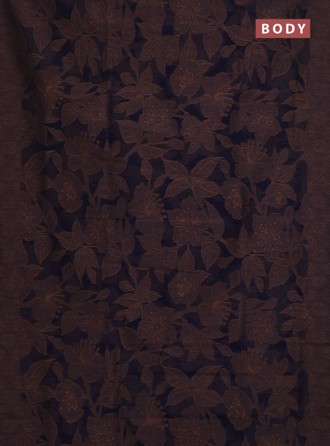 Banarasi semi matka saree navy blue with allover thread floral weaves and thread woven border