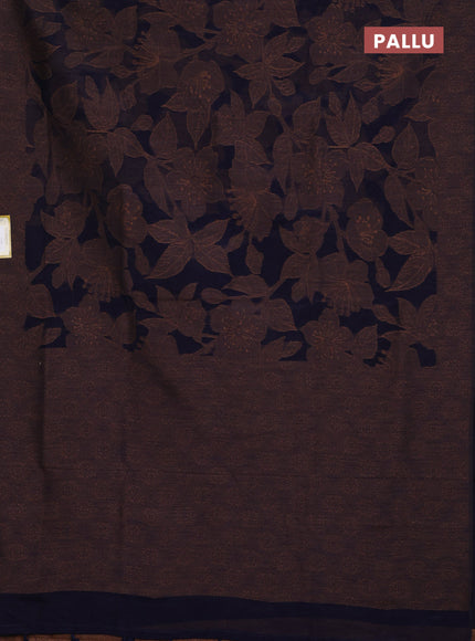 Banarasi semi matka saree navy blue with allover thread floral weaves and thread woven border