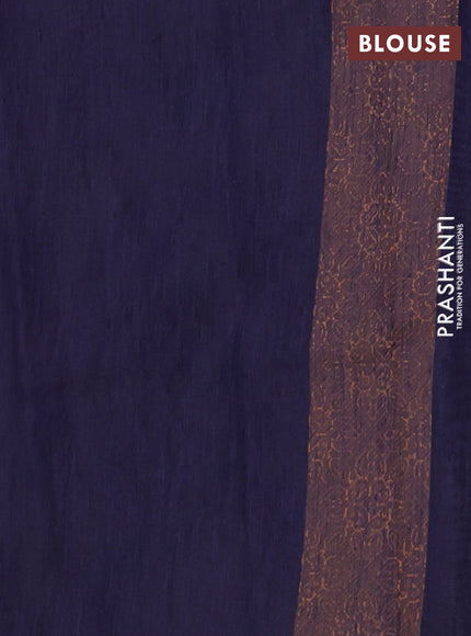 Banarasi semi matka saree navy blue with allover thread floral weaves and thread woven border