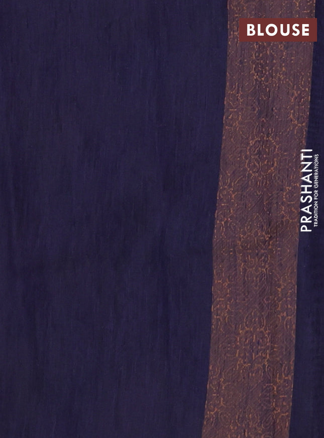 Banarasi semi matka saree navy blue with allover thread floral weaves and thread woven border