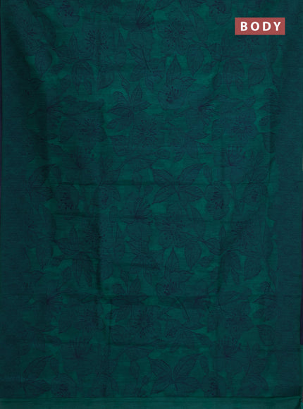 Banarasi semi matka saree teal green with allover thread floral weaves and thread woven border