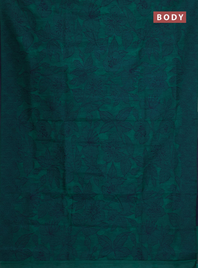 Banarasi semi matka saree teal green with allover thread floral weaves and thread woven border
