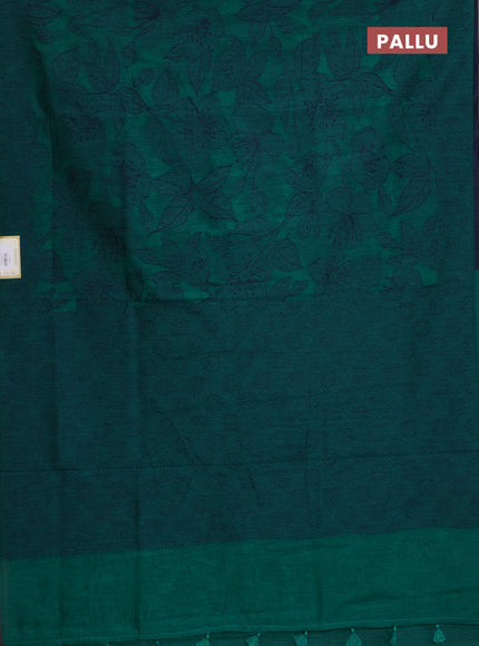 Banarasi semi matka saree teal green with allover thread floral weaves and thread woven border
