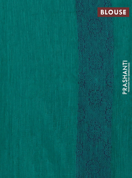 Banarasi semi matka saree teal green with allover thread floral weaves and thread woven border