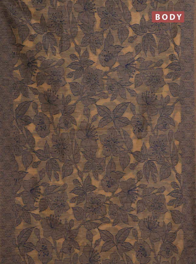 Banarasi semi matka saree sandal with allover thread floral weaves and thread woven border