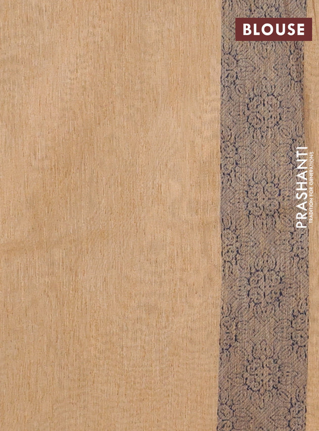 Banarasi semi matka saree sandal with allover thread floral weaves and thread woven border