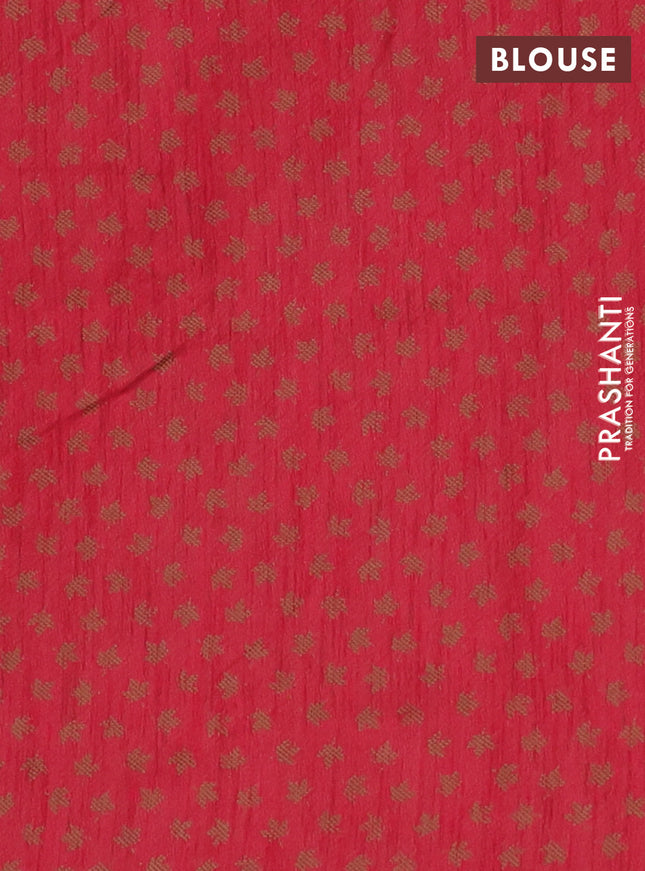 Banarasi semi matka saree maroon with allover leaf thread woven buttas in borderless style