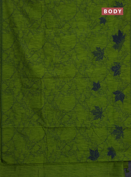 Banarasi semi matka saree light green with allover leaf thread woven buttas in borderless style