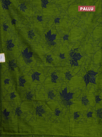Banarasi semi matka saree light green with allover leaf thread woven buttas in borderless style