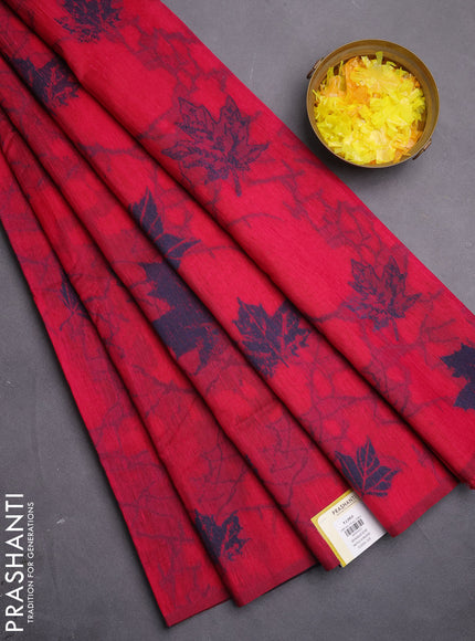 Banarasi semi matka saree pink with allover leaf thread woven buttas in borderless style