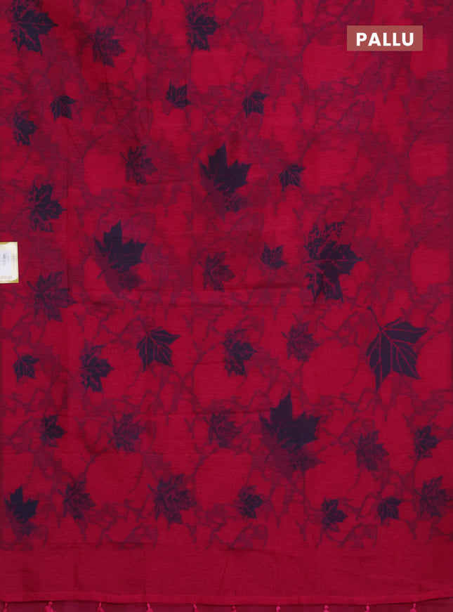 Banarasi semi matka saree pink with allover leaf thread woven buttas in borderless style