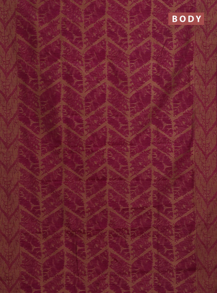 Banarasi semi matka saree dark magenta pink and brown with allover thread weaves and thread woven border