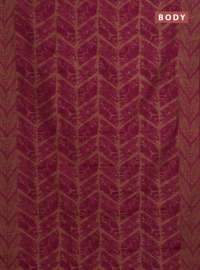Banarasi semi matka saree dark magenta pink and brown with allover thread weaves and thread woven border