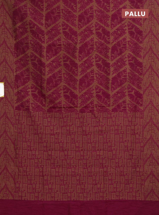 Banarasi semi matka saree dark magenta pink and brown with allover thread weaves and thread woven border