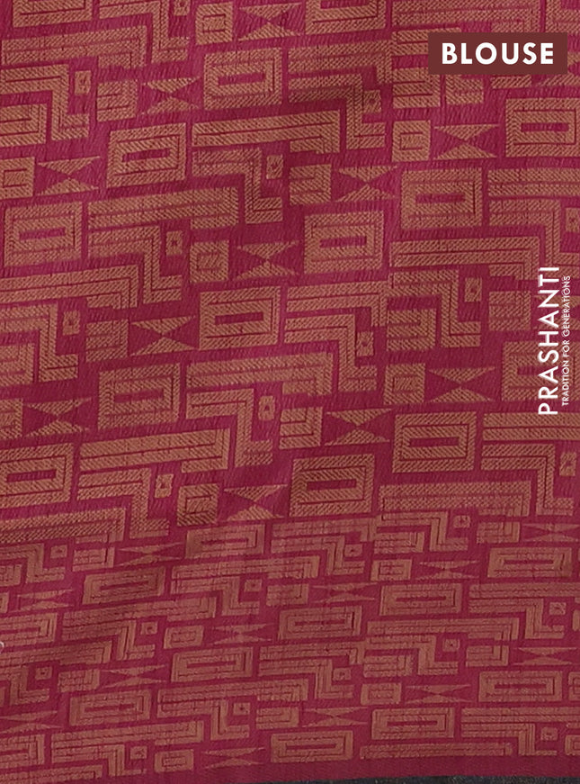 Banarasi semi matka saree dark magenta pink and brown with allover thread weaves and thread woven border