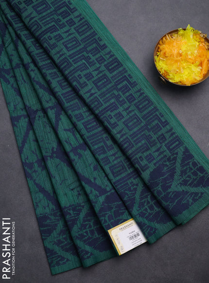 Banarasi semi matka saree teal green and blue with allover thread weaves and thread woven border