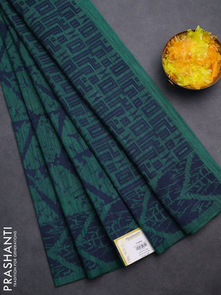 Banarasi semi matka saree teal green and blue with allover thread weaves and thread woven border