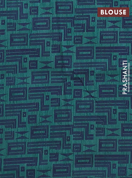 Banarasi semi matka saree teal green and blue with allover thread weaves and thread woven border