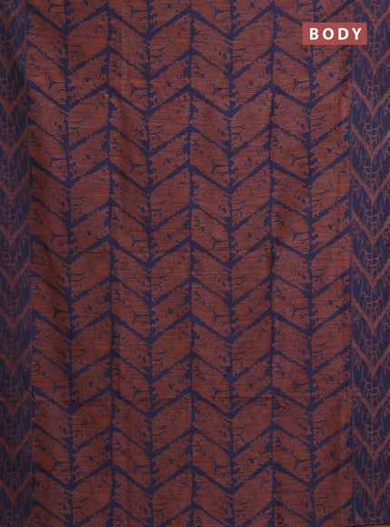 Banarasi semi matka saree brown and blue with allover thread weaves and thread woven border