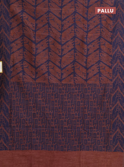 Banarasi semi matka saree brown and blue with allover thread weaves and thread woven border