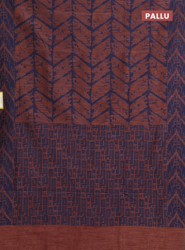 Banarasi semi matka saree brown and blue with allover thread weaves and thread woven border