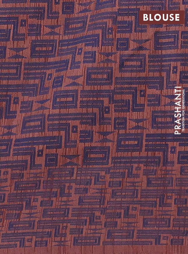 Banarasi semi matka saree brown and blue with allover thread weaves and thread woven border
