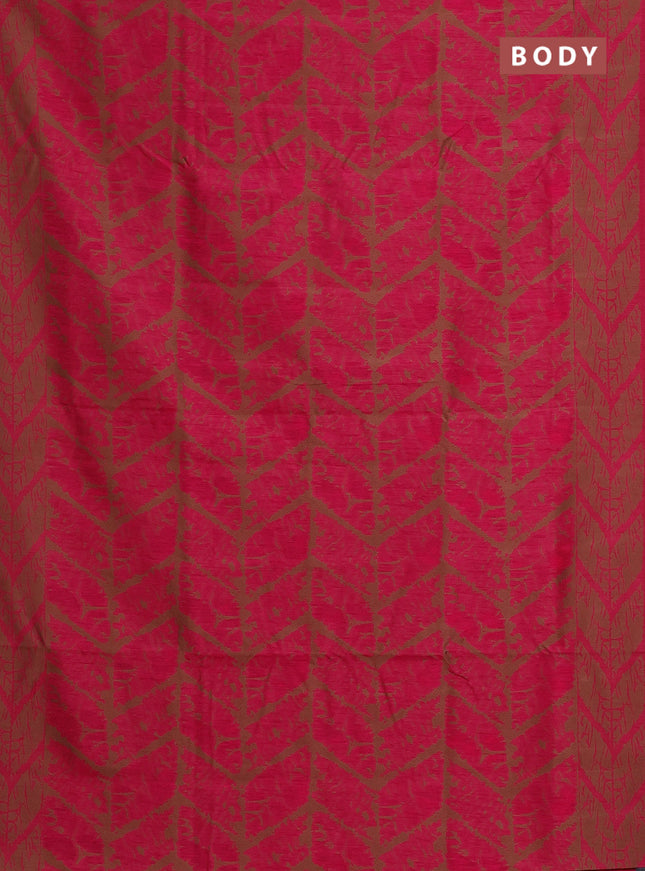 Banarasi semi matka saree pink and brown with allover thread weaves and thread woven border