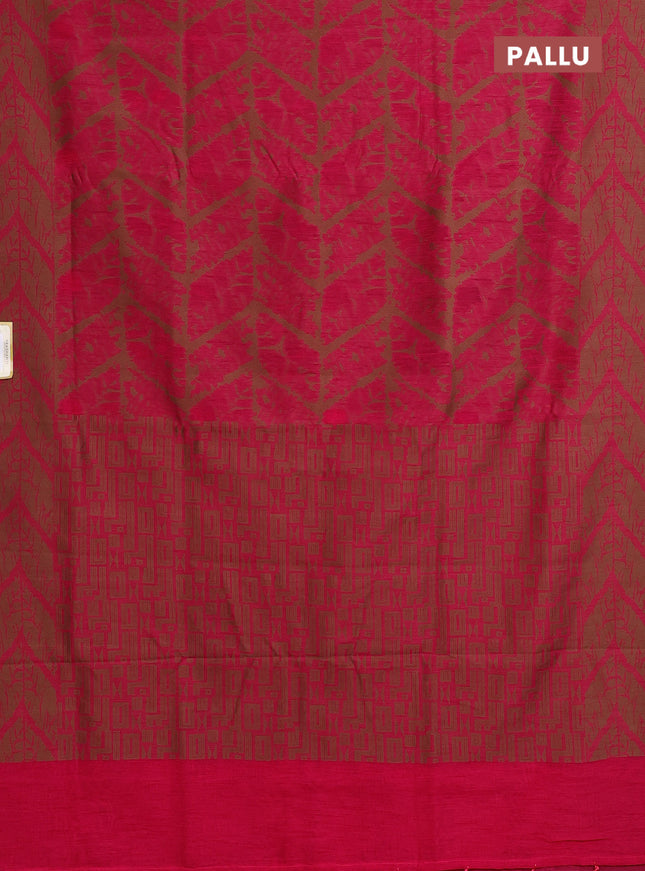 Banarasi semi matka saree pink and brown with allover thread weaves and thread woven border