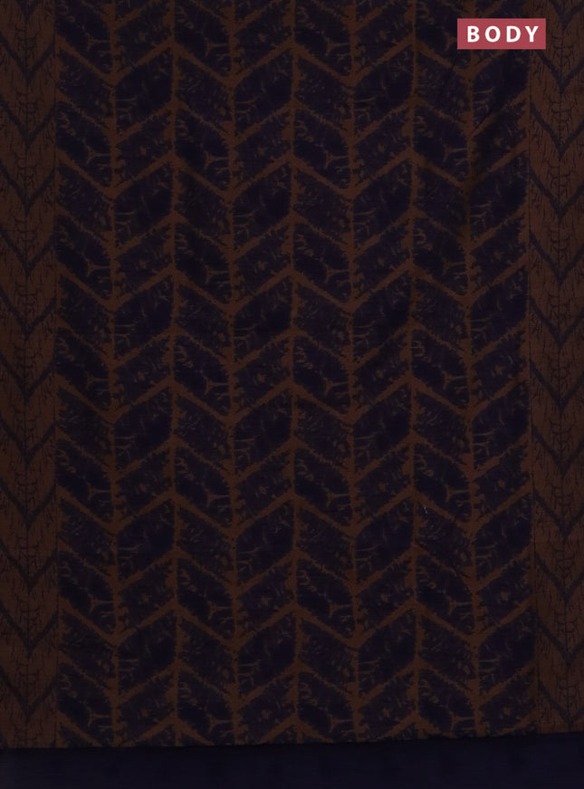 Banarasi semi matka saree navy blue and brown with allover thread weaves and thread woven border