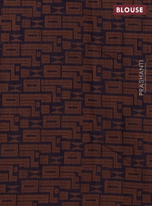 Banarasi semi matka saree navy blue and brown with allover thread weaves and thread woven border