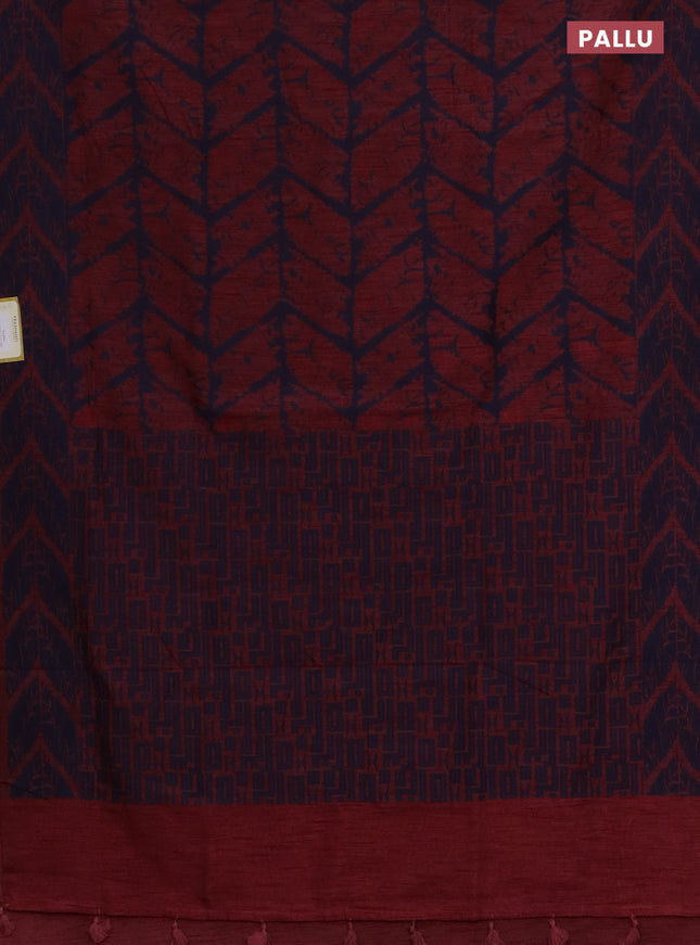 Banarasi semi matka saree maroon and blue with allover thread weaves and thread woven border